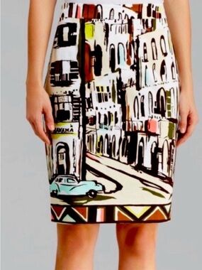 Kate Spade Havana Printed midi length pencil Skirt in Multi-Color size 12 large